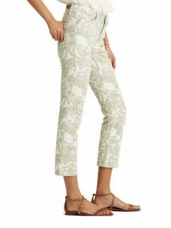 Ralph Lauren Pants - Lauren Ralph Lauren Premier Straight Ankle Jeans White&Green Bandana